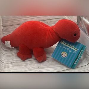 Manhattan Toy”Baby Line”Red Brontosaurus Dinosaur Plush Velour‎ 1999 Rare
